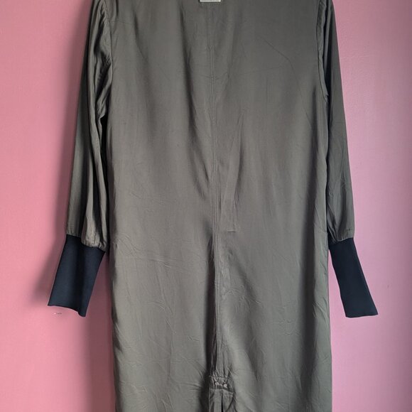 Soia & Kyo Bia Bonsai Green Modal Satin Unlined Long Bomber Jacket - Picture 3 of 12